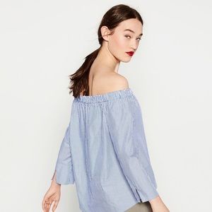 Zara Striped Off the Shoulder Top Size XS